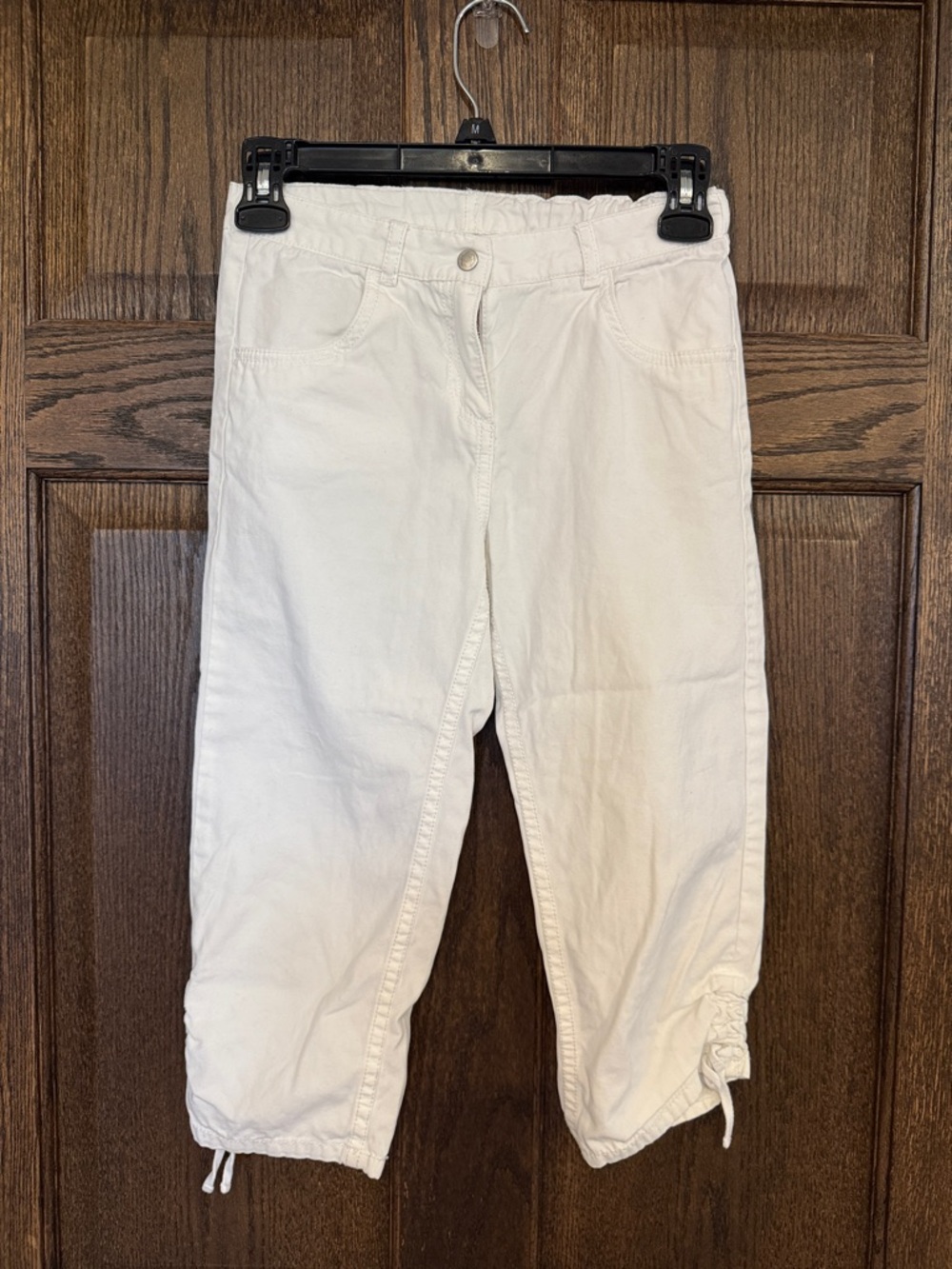 Hanna Andersson White Cotton Drawstring Cropped/Ankle Pants Size 130 (US 8-10, M